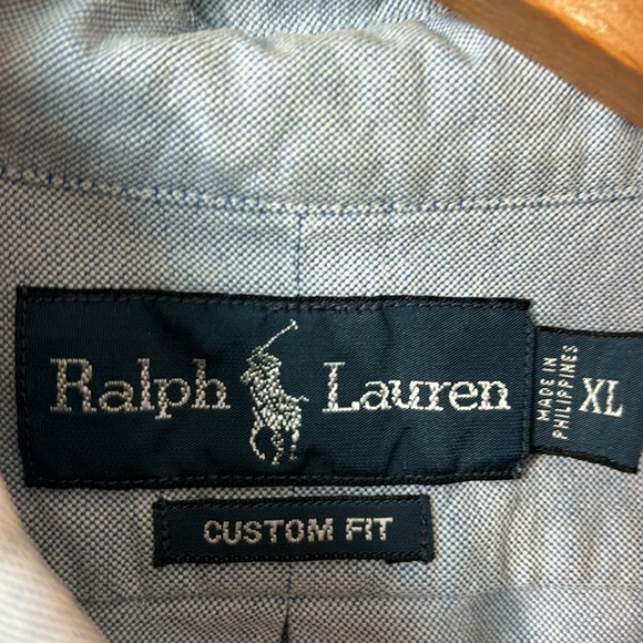 Ralph Lauren Blue Chambray Style Long Sleeve Button Down Shirt Custom Fit XL - Picture 3 of 7